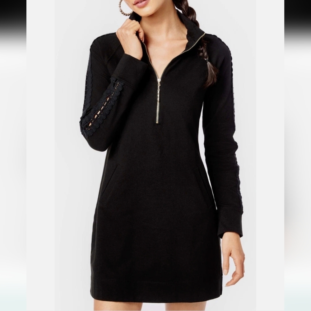Lilly Pulitzer Black Long Sleeve Skipper Popover Dress Sz.M